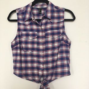F21 Crop Flannel Tank